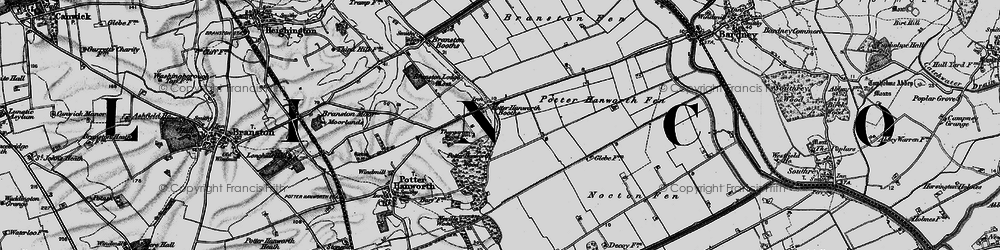 Old map of Potterhanworth Booths in 1899