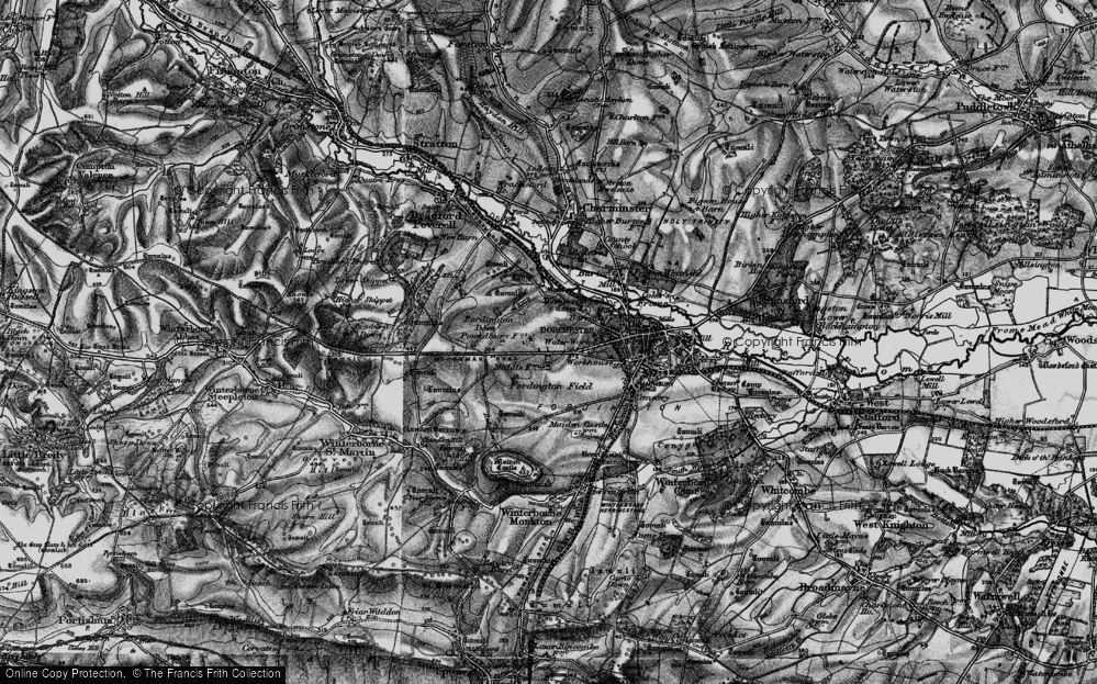 Old Map of Historic Map covering Fordington Down in 1897