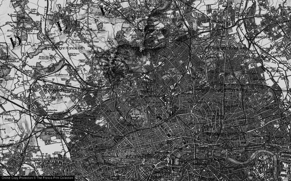 Old Map of Primrose Hill, 1896 in 1896