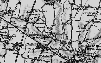 Old map of Pulham Market in 1898