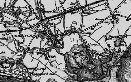 Old map of Purewell in 1895