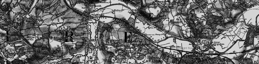 Old map of Purley on Thames in 1895