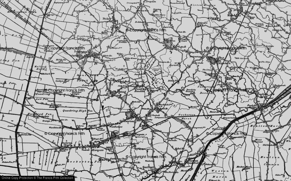 Old Map of Historic Map covering Bicker Haven in 1898