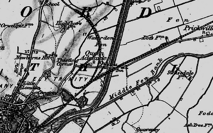 Old map of Bedford Level (South Level) in 1898