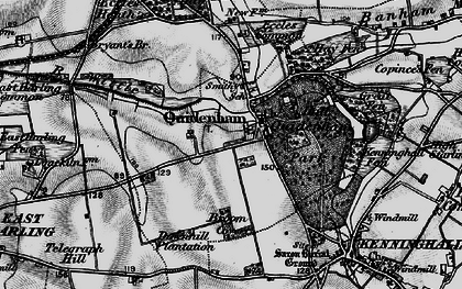 Old map of Quidenham in 1898