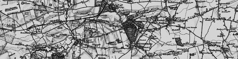 Old map of Quidenham in 1898