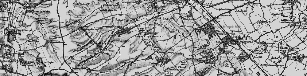 Old map of Raithby in 1899