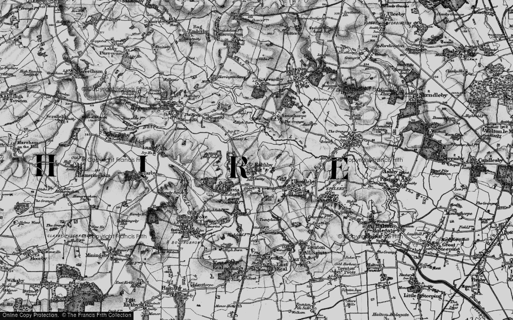 Old Map of Raithby by Spilsby, 1899 in 1899