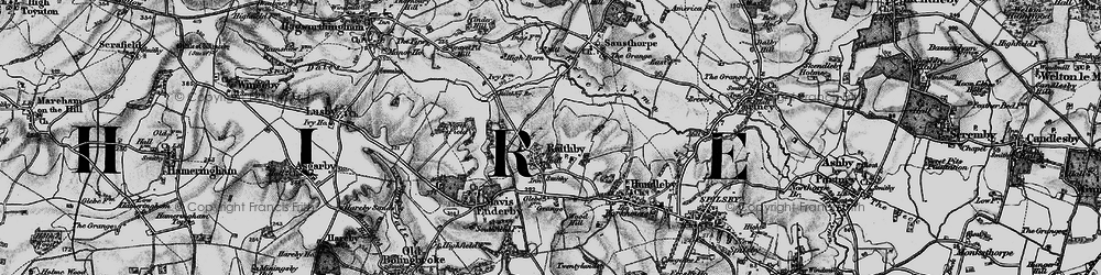 Old map of Raithby by Spilsby in 1899