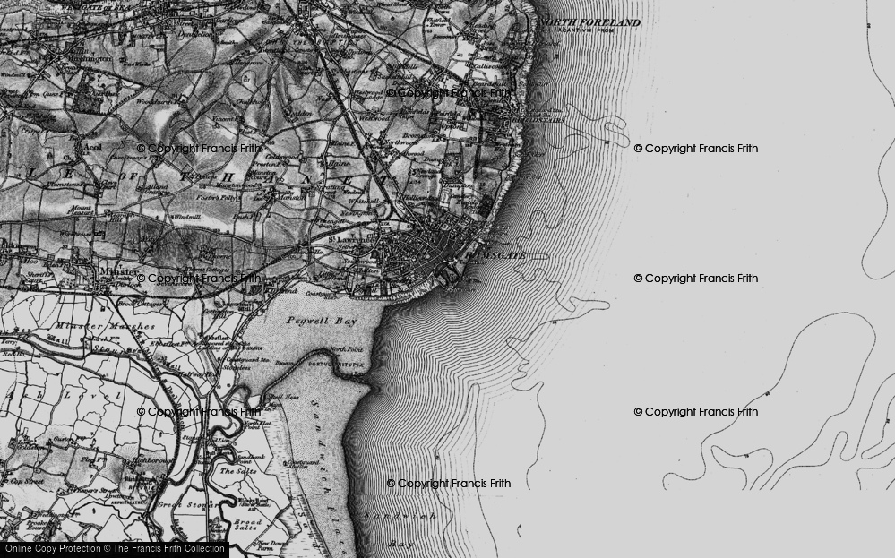 OLD ORDNANCE SURVEY MAP RAMSGATE 1905 ELLINGTON PARK NELSON CRESCENT HERESON 
