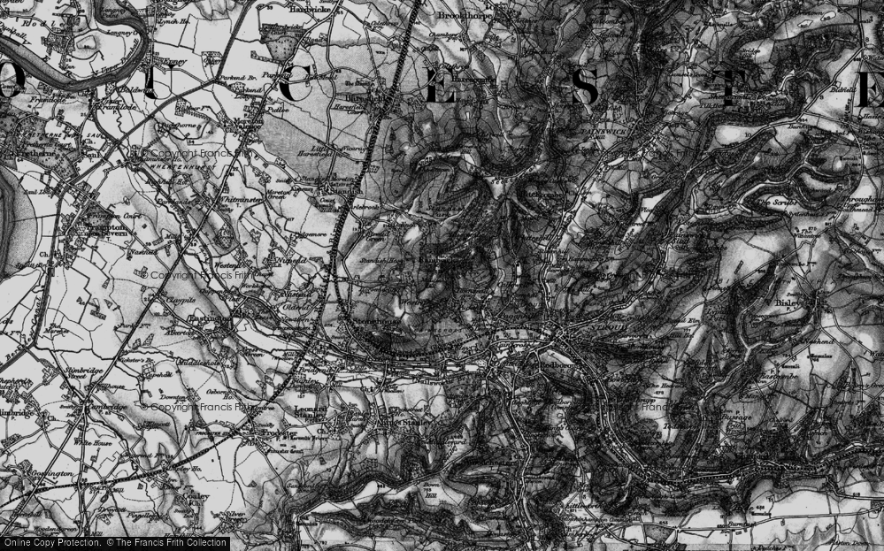 Old Map of Historic Map covering Oxlynch in 1896