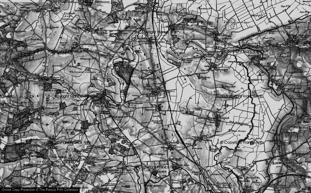 Old Map of Historic Map covering Scrooby Top in 1895