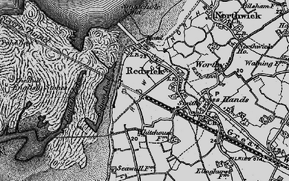 Old map of Binn Wall, The in 1898