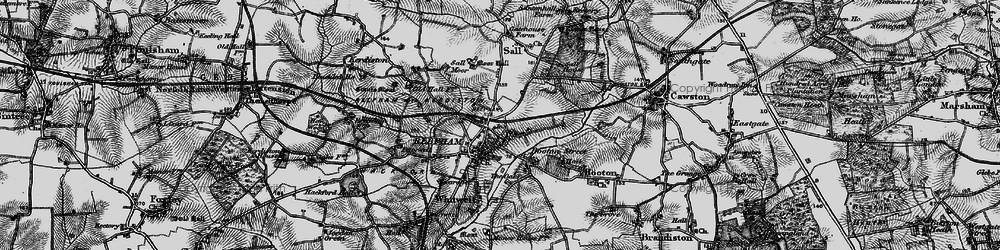 Old map of Reepham in 1898