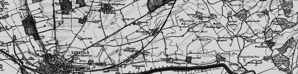 Old map of Reepham in 1899