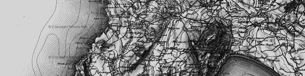 Old map of Afon Daron in 1898