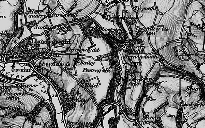 Old map of Rhyd in 1898