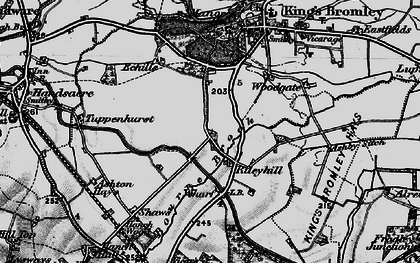 Old map of Bourne Brook in 1898
