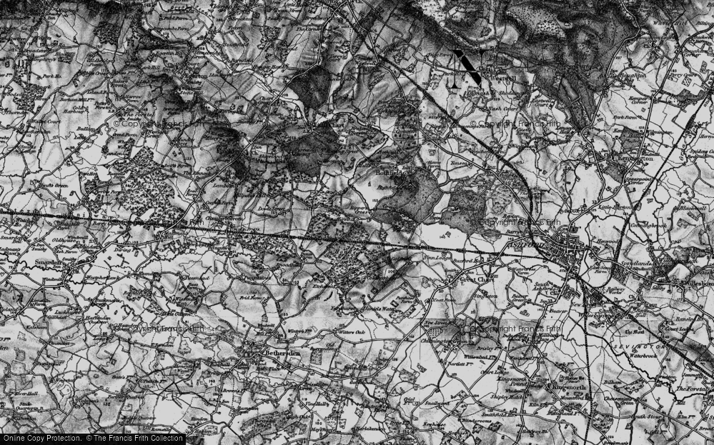 Old Map of Ripper's Cross, 1895 in 1895