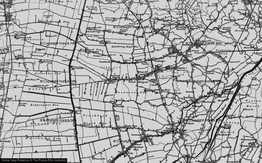 Old Map of Risegate, 1898 in 1898