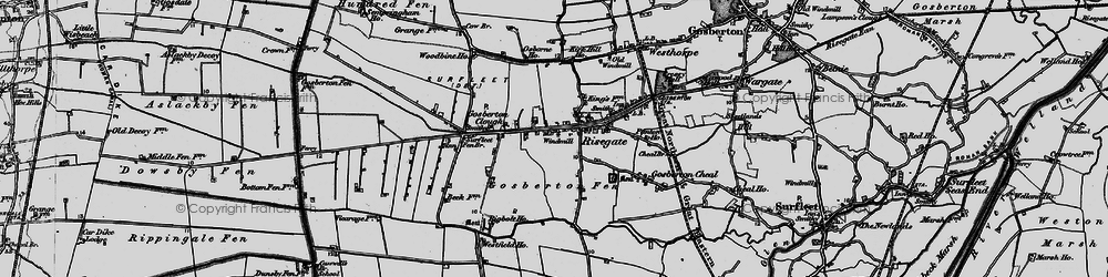 Old map of Risegate in 1898