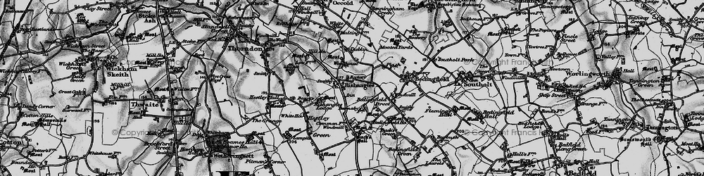 Old map of Bedingfield Ho in 1898