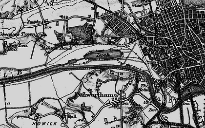 Old map of Riverside Docklands in 1896
