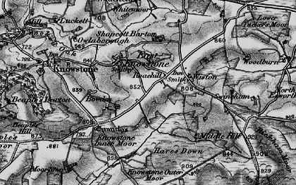 Old map of Bickham Moor in 1898