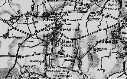 Old map of Rockland All Saints in 1898