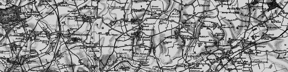 Old map of Rockland All Saints in 1898