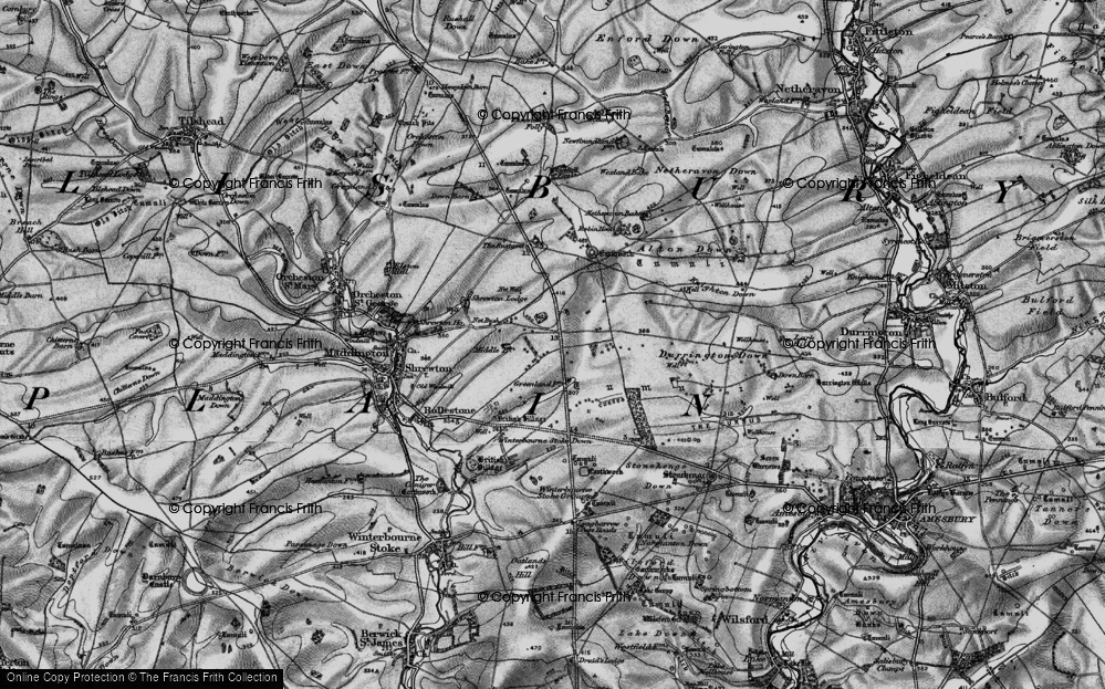 Old Map of Historic Map covering Winterbourne Stoke Down in 1898