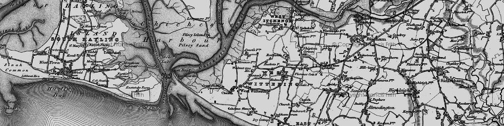 Old map of Pilsey Island in 1895