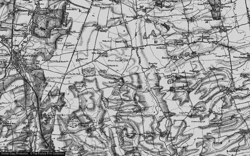 Old Map of Ropsley, 1895 in 1895