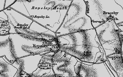 Old map of Ropsley in 1895