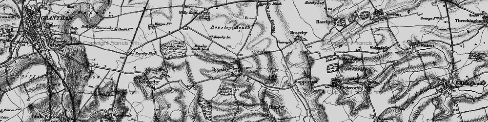 Old map of Ropsley in 1895