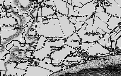 Old map of Rose Green in 1895