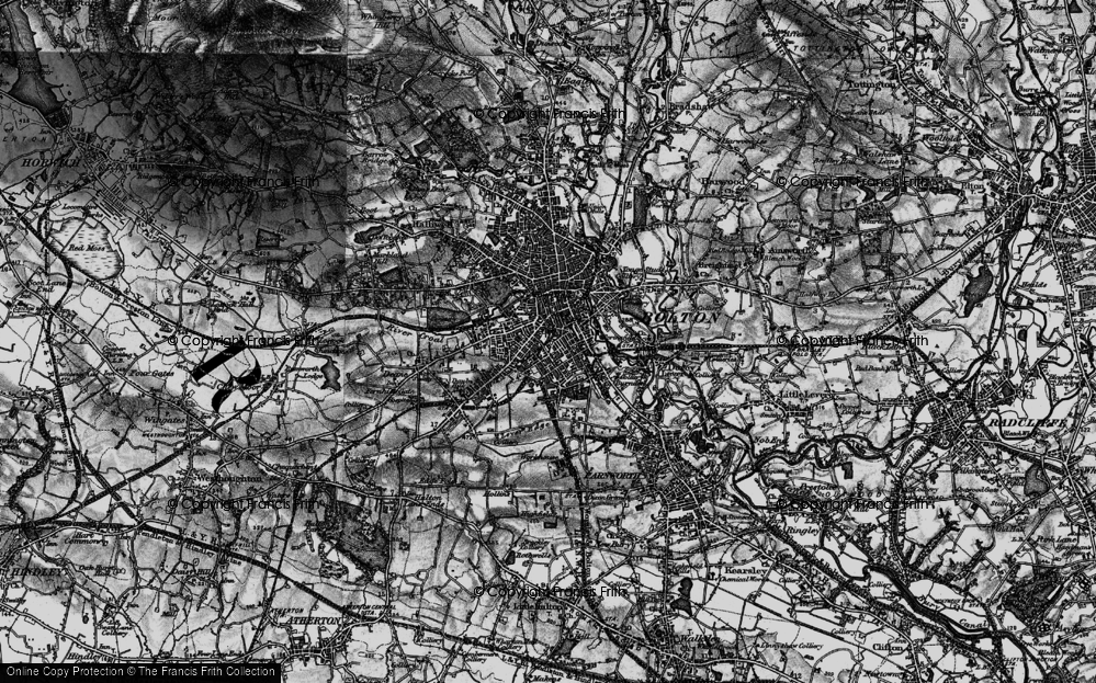 Old Map of Historic Map covering Bolton in 1896