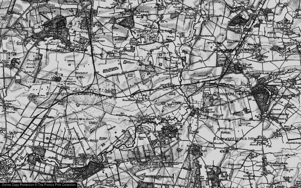 Old Map of Roudham, 1898 in 1898
