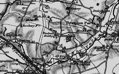 Old map of Runhall in 1898