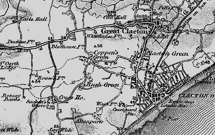 Old map of Rush Green in 1896