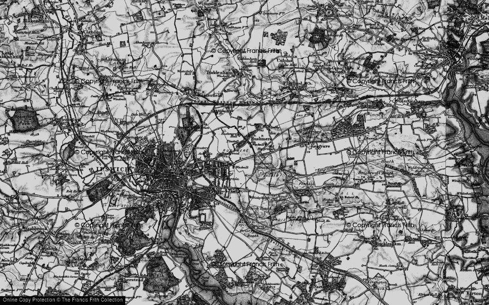 Old Map of Rushmere St Andrew, 1896 in 1896