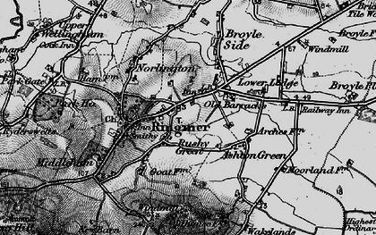 Old map of Rushy Green in 1895