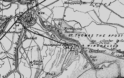 Old map of Rye Harbour in 1895