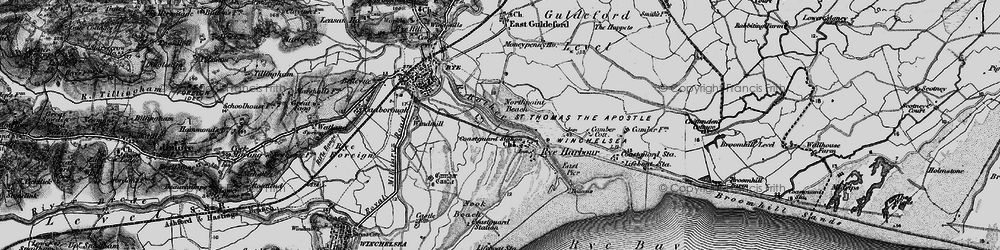 Old map of Rye Harbour in 1895