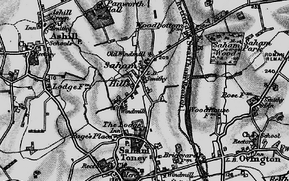 Old map of Saham Hills in 1898