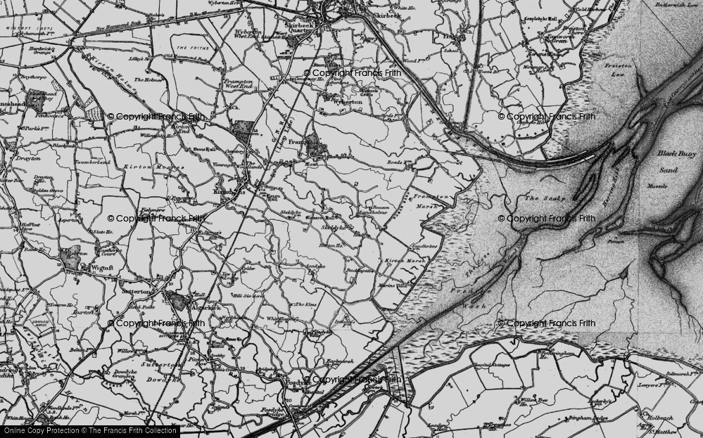Old Map of Historic Map covering Wyberton Marsh in 1898