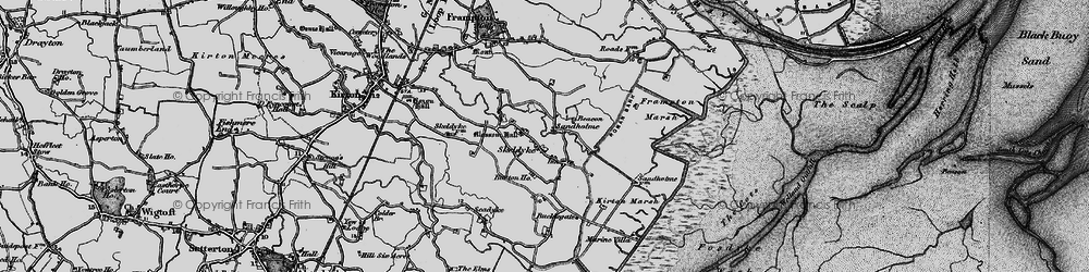 Old map of Wyberton Marsh in 1898