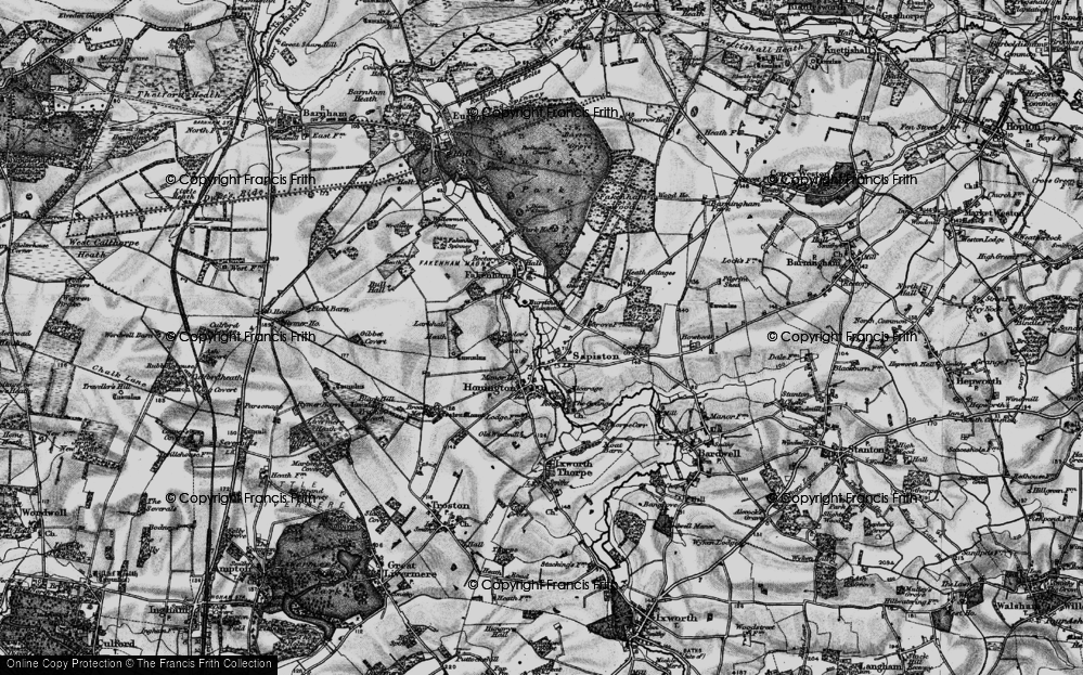 Old Map of Sapiston, 1898 in 1898