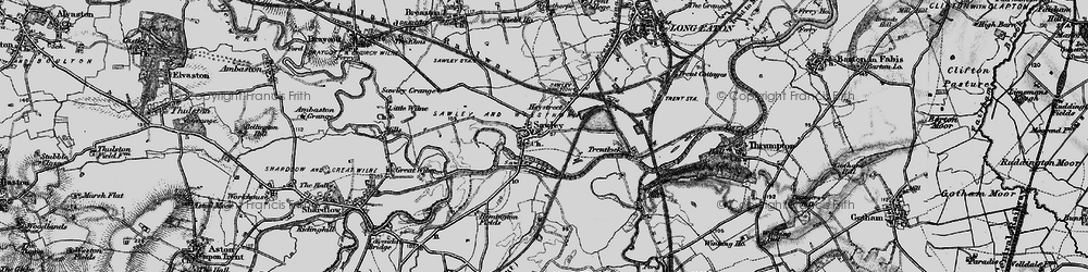 Old map of Sawley in 1895