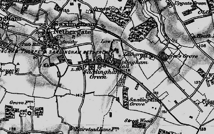 Old map of Boudica's Way in 1898